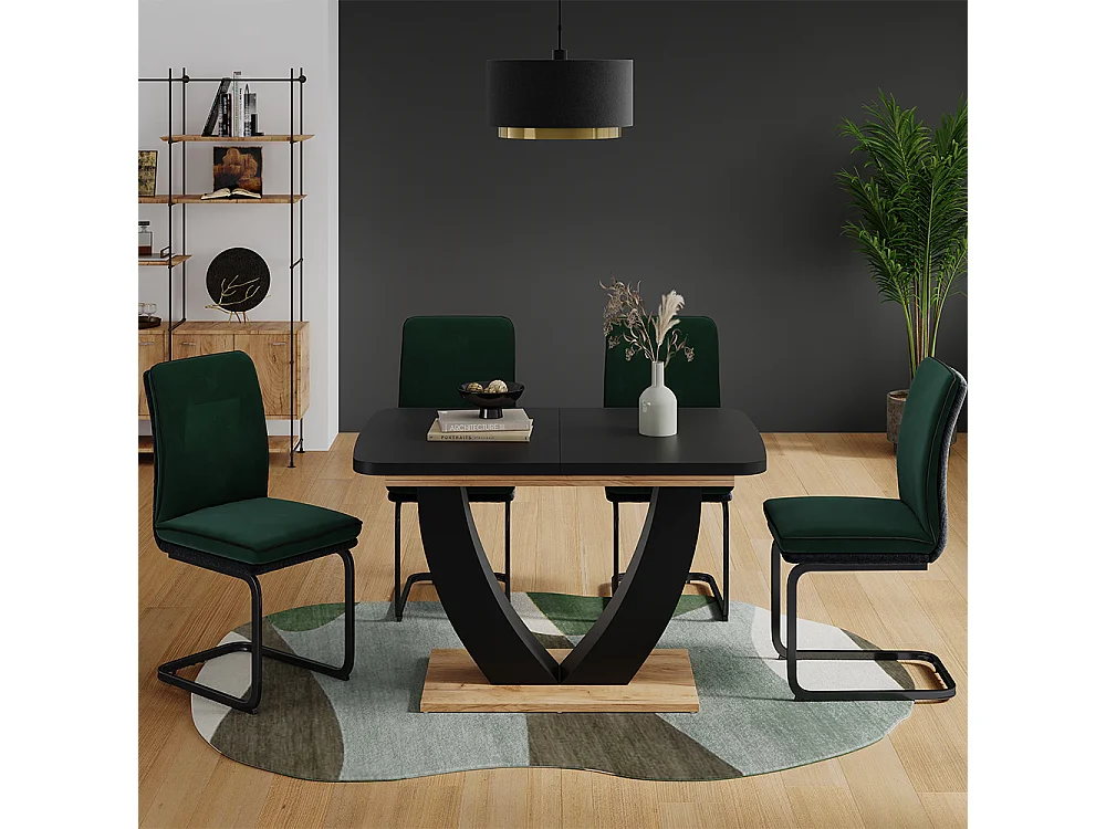 Table de salle à manger chêne noir/force de lor 120x80x77.4 fenaro