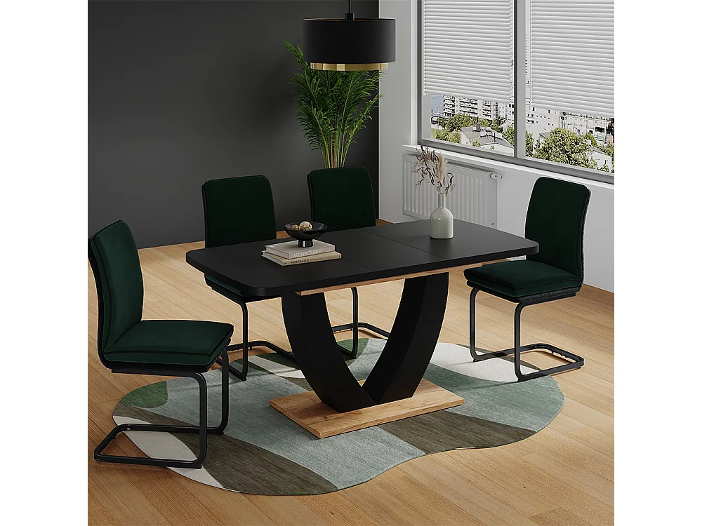 Spisebord sort/gyldent egetræ 120x80x77.4 fenaro