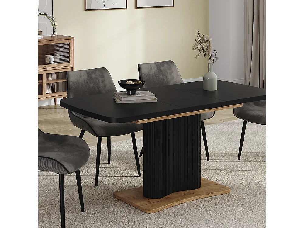 Table de salle à manger noir/chêne 120x80x77.4 fenaro