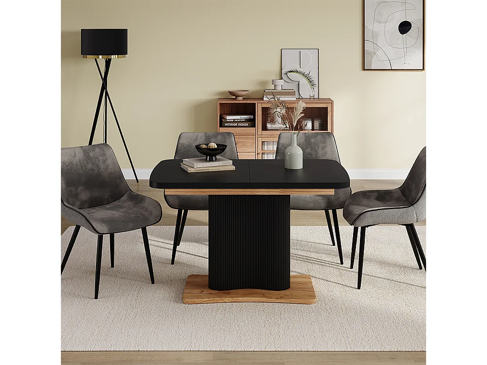 Table de salle à manger noir/chêne 120x80x77.4 fenaro