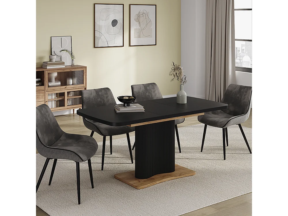 Table de salle à manger noir/chêne 120x80x77.4 fenaro