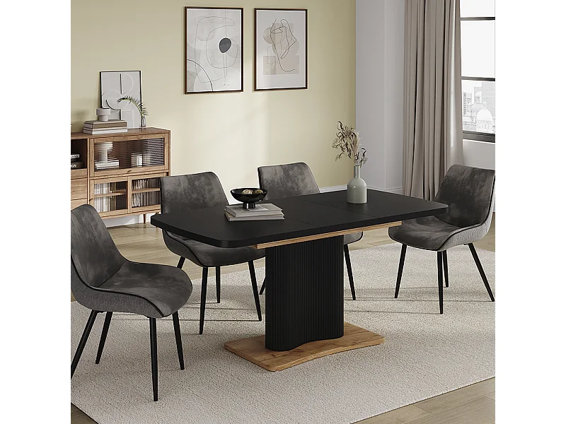 Table de salle à manger noir/chêne 120x80x77.4 fenaro