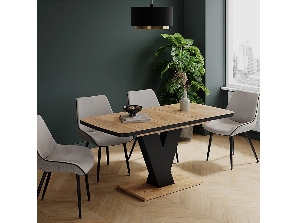 Table de salle à manger chêne noir/force de lor 120x80x77.4 fenaro