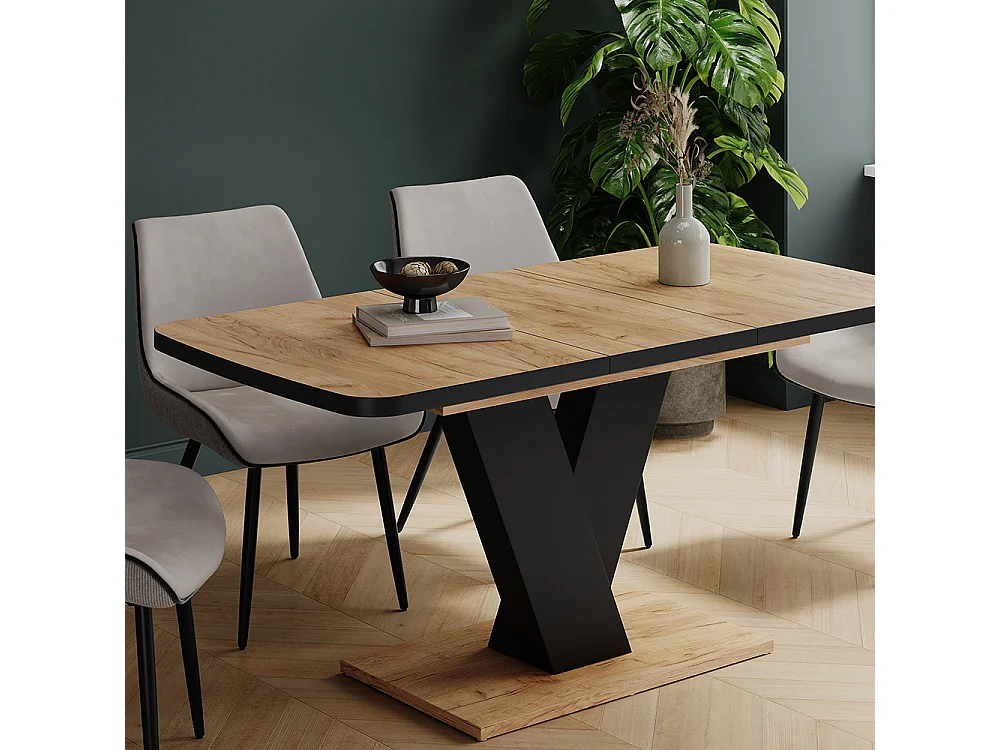 Table de salle à manger chêne noir/force de lor 120x80x77.4 fenaro