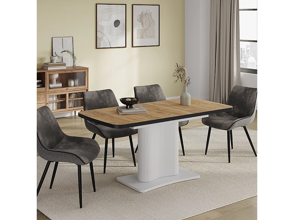 Table de salle à manger noir/blanc 120x80x77.4 fenaro