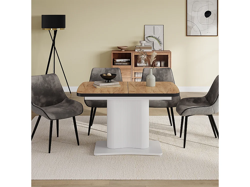 Table de salle à manger noir/blanc 120x80x77.4 fenaro