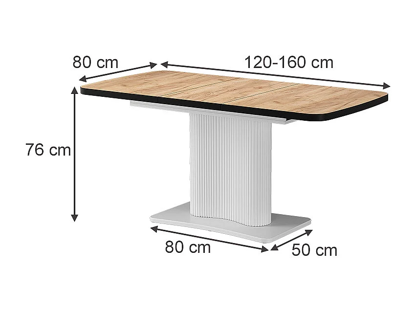 Spisebord sort/hvid 120x80x77.4 fenaro