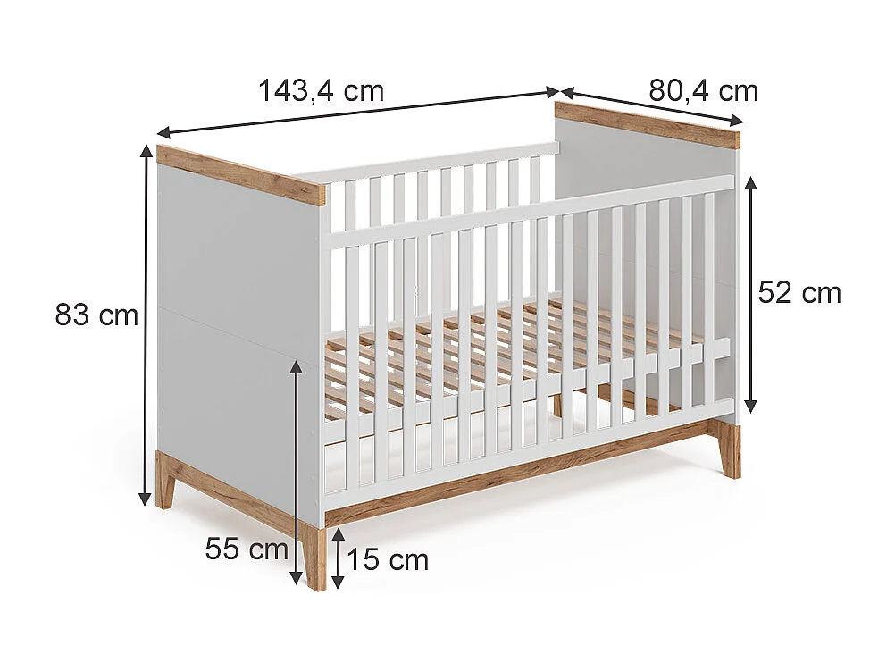 Babybett weiß 144.1x79.7x98.4 malia