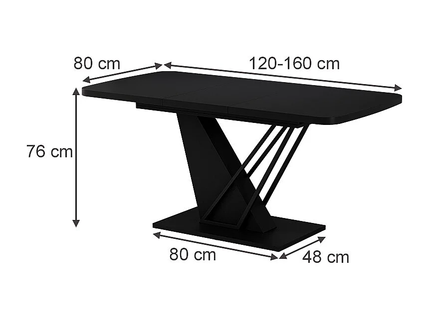Table de salle à manger noir 120x80x77.4 fenaro