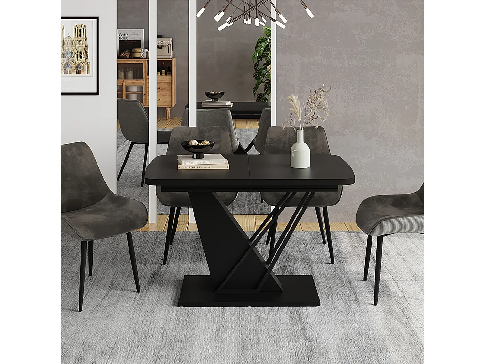 Table de salle à manger noir 120x80x77.4 fenaro