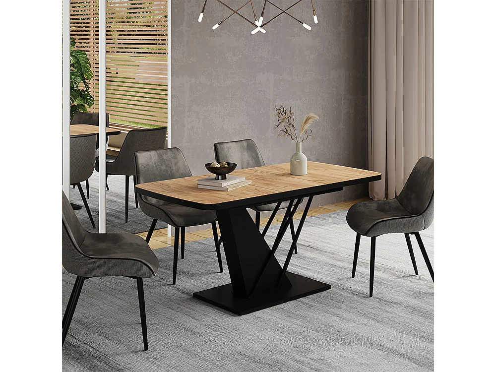 Table de salle à manger chêne doré/noir 120x80x77.4 fenaro