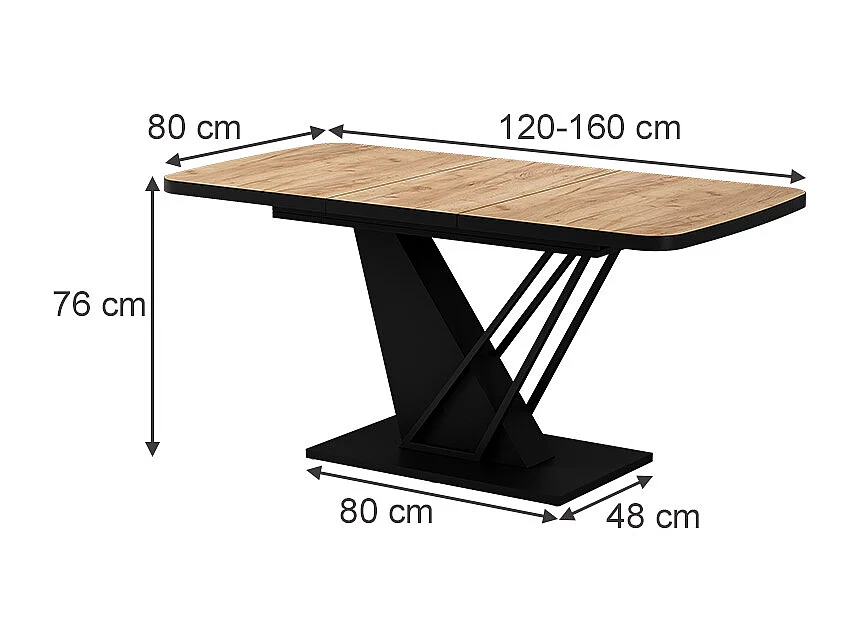 Table de salle à manger chêne doré/noir 120x80x77.4 fenaro