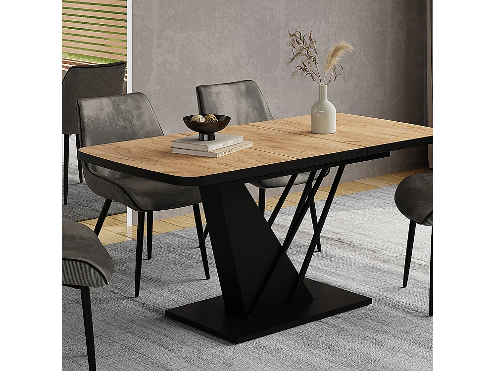 Table de salle à manger chêne doré/noir 120x80x77.4 fenaro