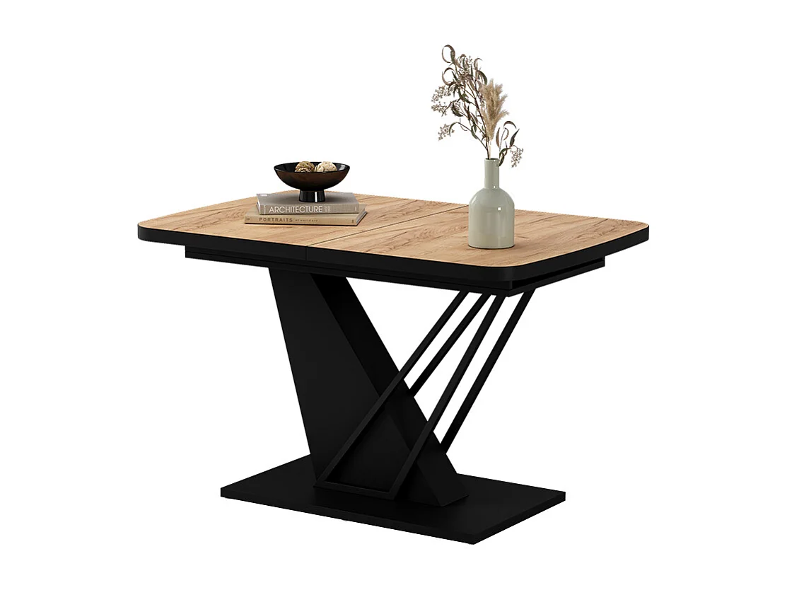 Table de salle à manger chêne doré/noir 120x80x77.4 fenaro