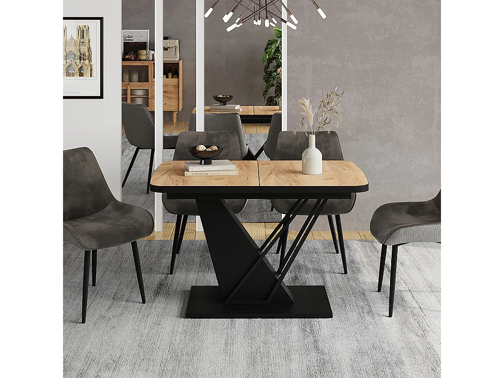 Table de salle à manger chêne doré/noir 120x80x77.4 fenaro