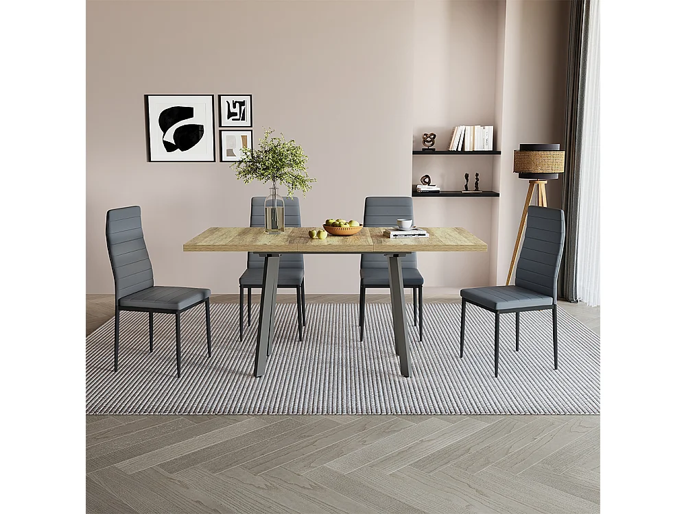 Table de salle à manger chêne rustique/gris 160x80x76 tisko