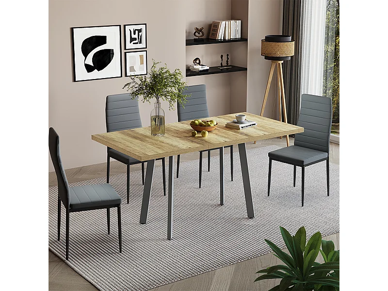 Table de salle à manger chêne rustique/gris 160x80x76 tisko