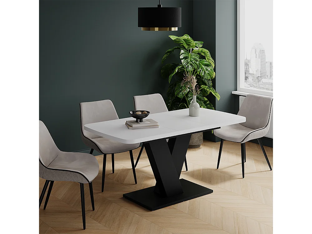 Table de salle à manger blanc/noir 120x80x77.4 fenaro