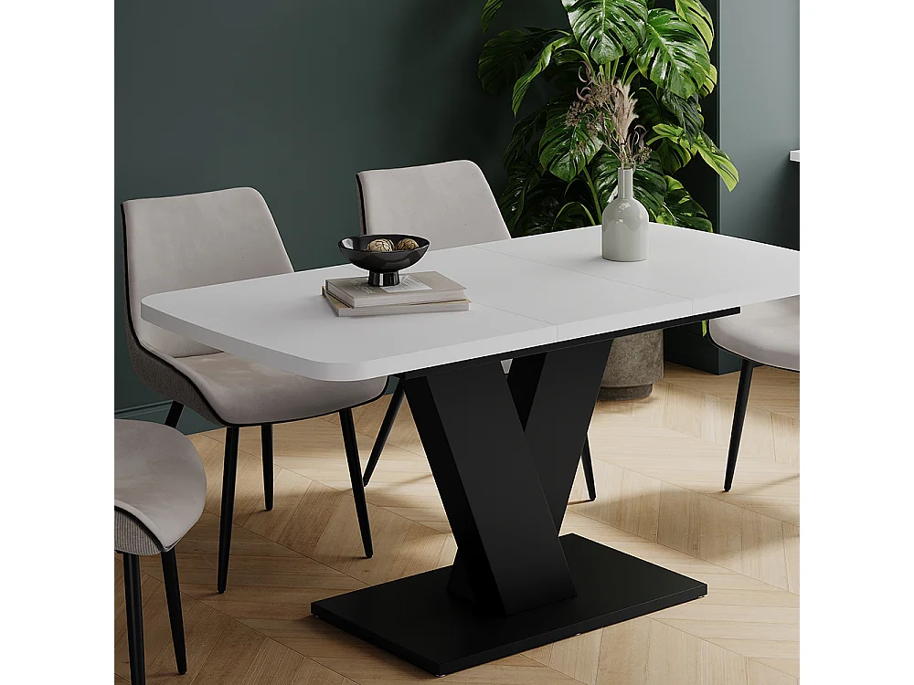Table de salle à manger blanc/noir 120x80x77.4 fenaro