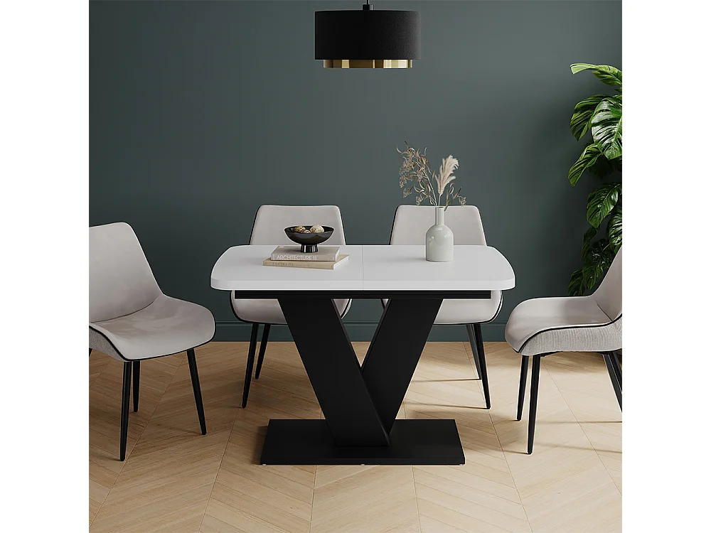 Table de salle à manger blanc/noir 120x80x77.4 fenaro
