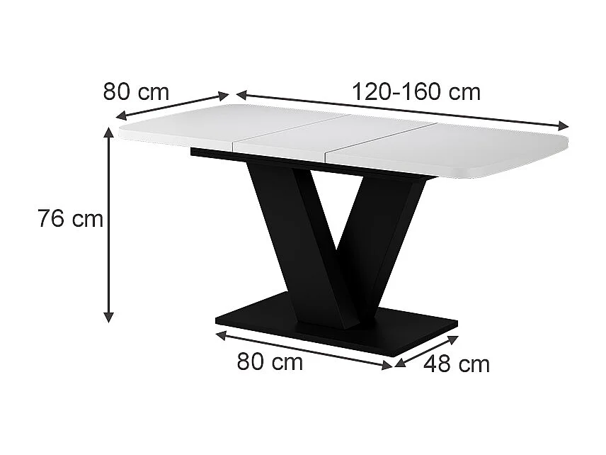 Spisebord hvid/sort 120x80x77.4 fenaro