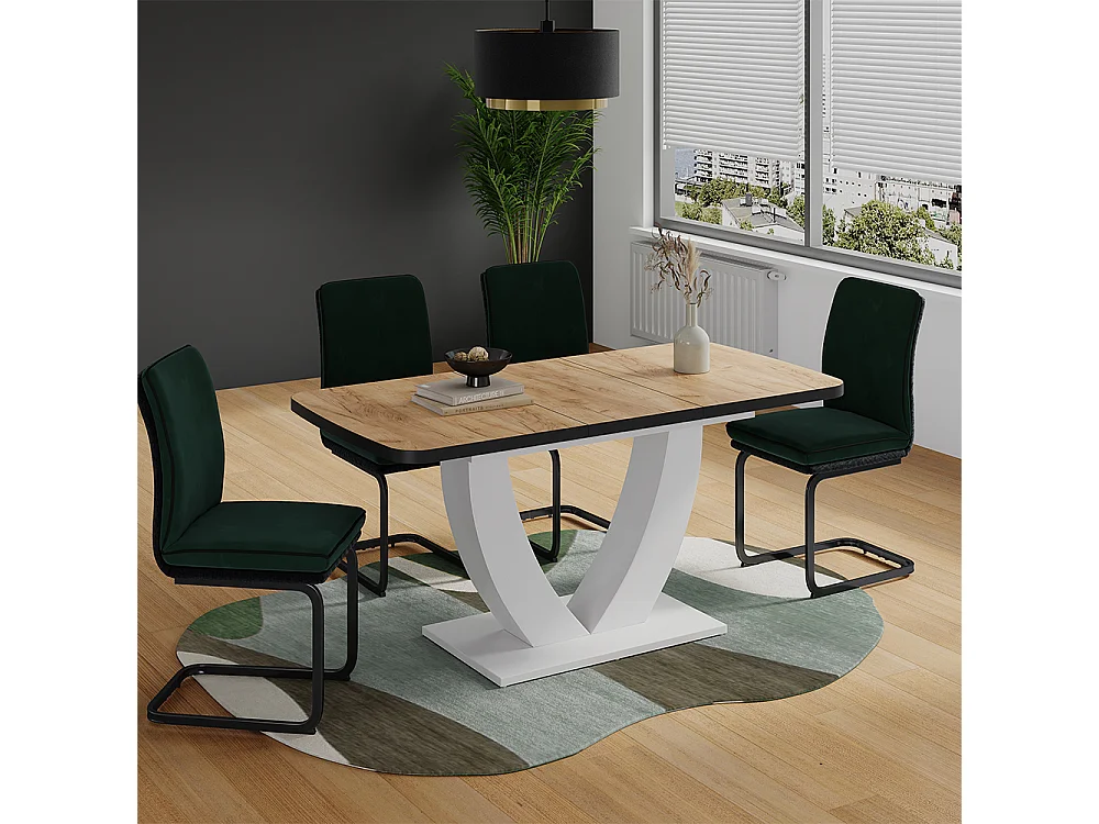 Table de salle à manger chêne doré/blanc 120x80x77.4 fenaro