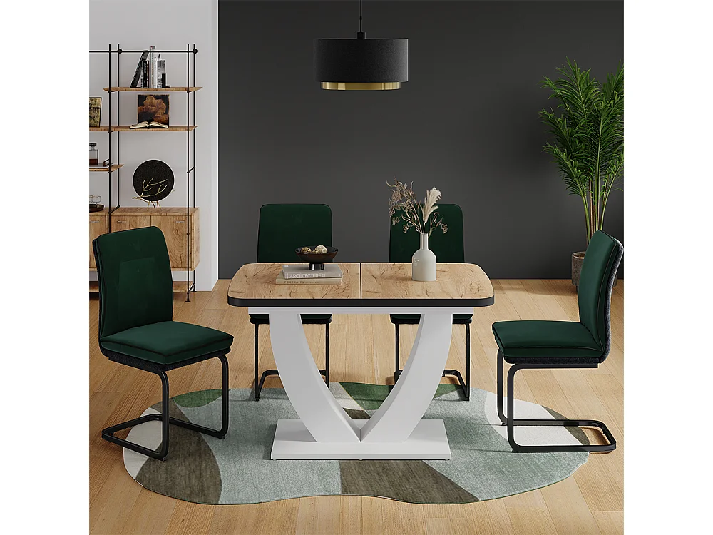 Table de salle à manger chêne doré/blanc 120x80x77.4 fenaro