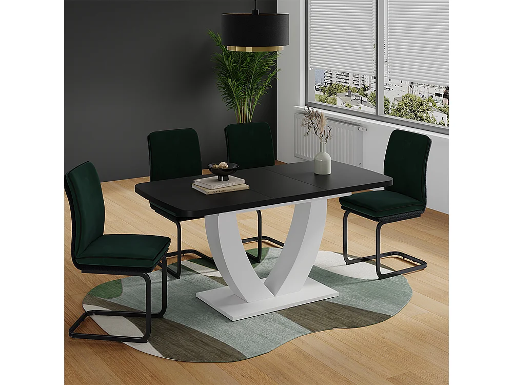 Table de salle à manger noir/blanc 120x80x77.4 fenaro