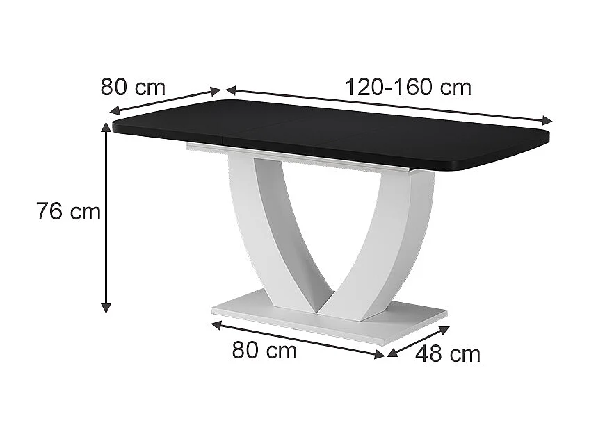 Table de salle à manger noir/blanc 120x80x77.4 fenaro
