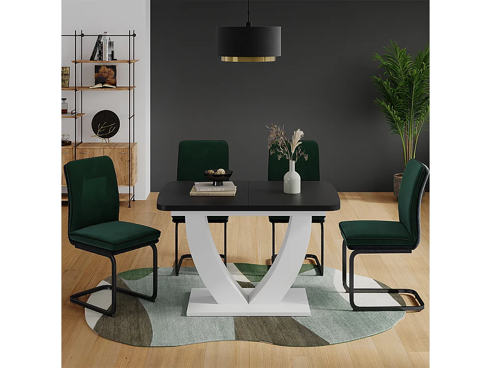 Table de salle à manger noir/blanc 120x80x77.4 fenaro