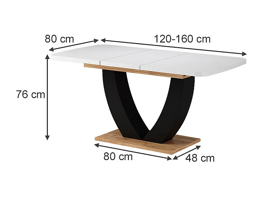 Table de salle à manger chêne blanc/force de lor 120x80x77.4 fenaro