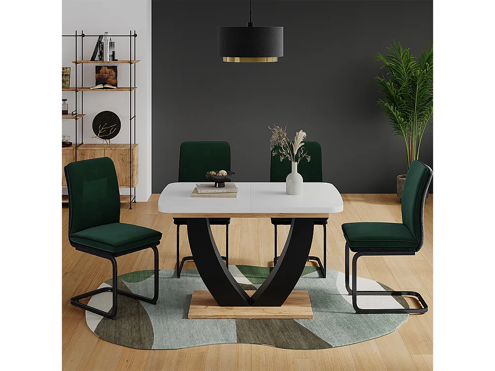 Table de salle à manger chêne blanc/force de lor 120x80x77.4 fenaro