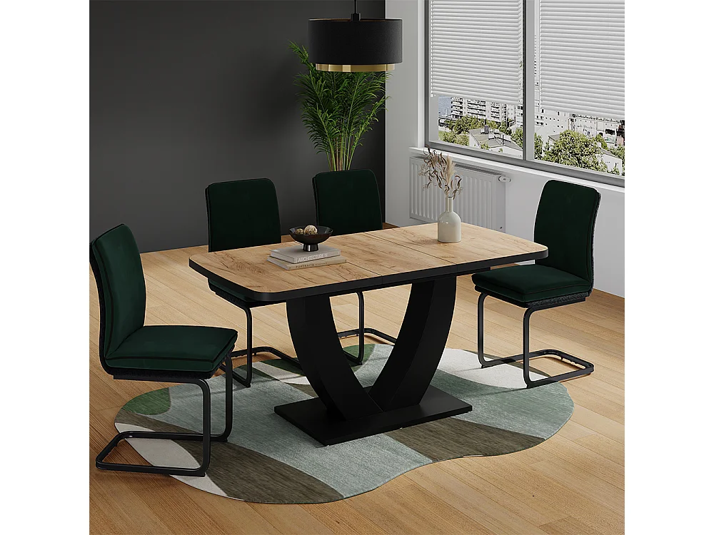 Table de salle à manger chêne doré/noir 120x80x77.4 fenaro