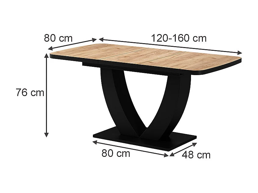 Table de salle à manger chêne doré/noir 120x80x77.4 fenaro