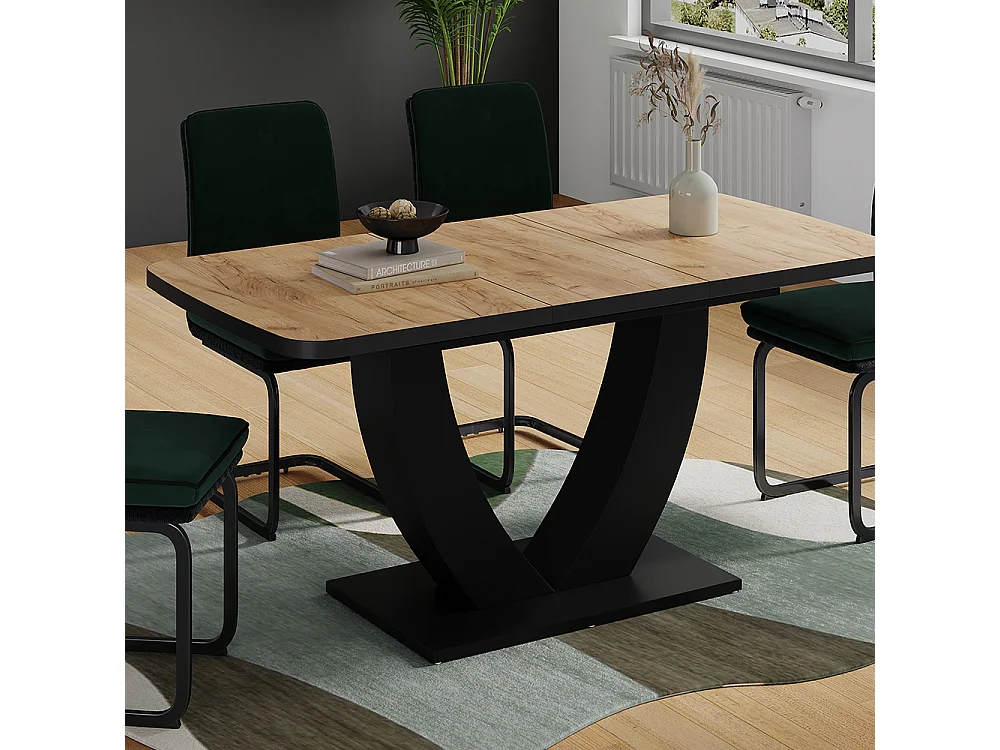 Table de salle à manger chêne doré/noir 120x80x77.4 fenaro