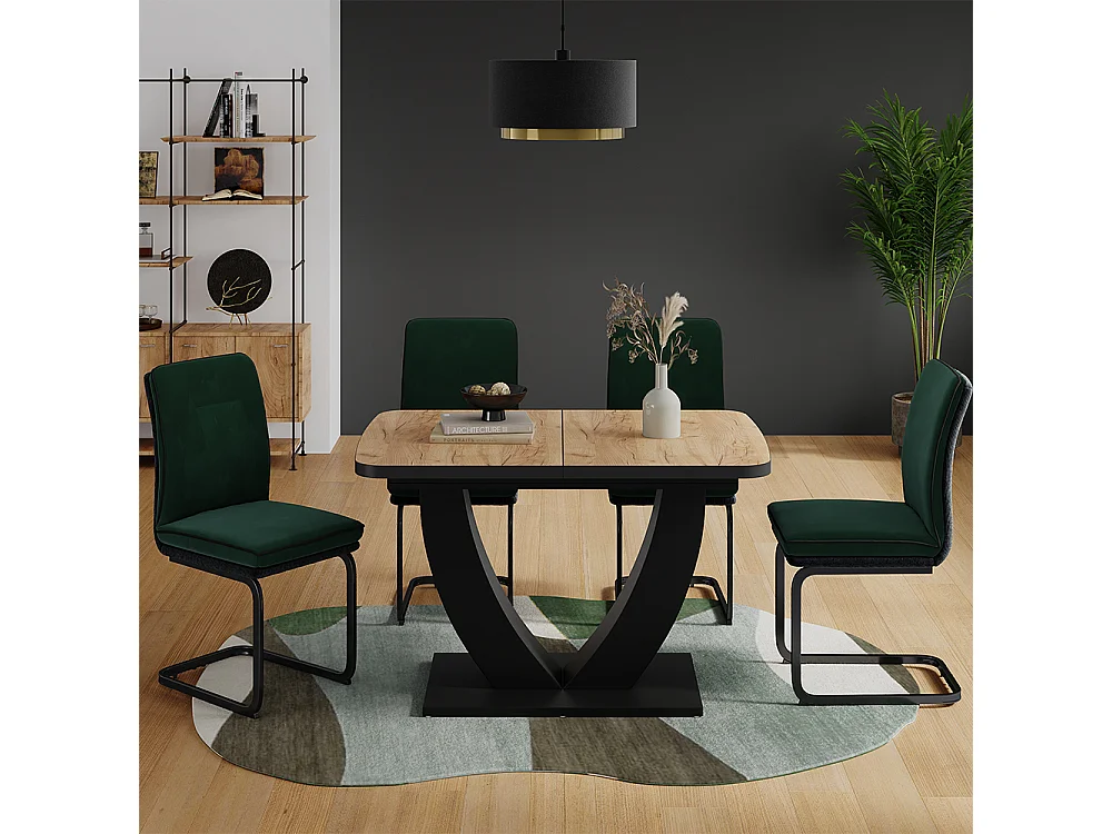 Table de salle à manger chêne doré/noir 120x80x77.4 fenaro