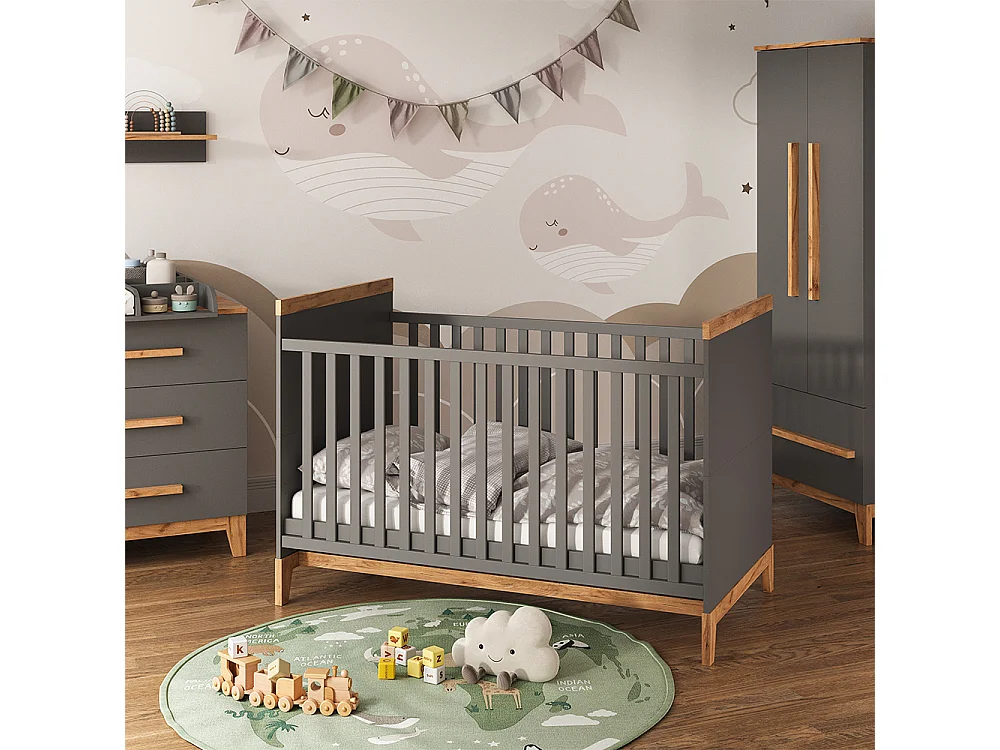 Lit bébé gris/artisan 144.1x79.7x98.4 malia