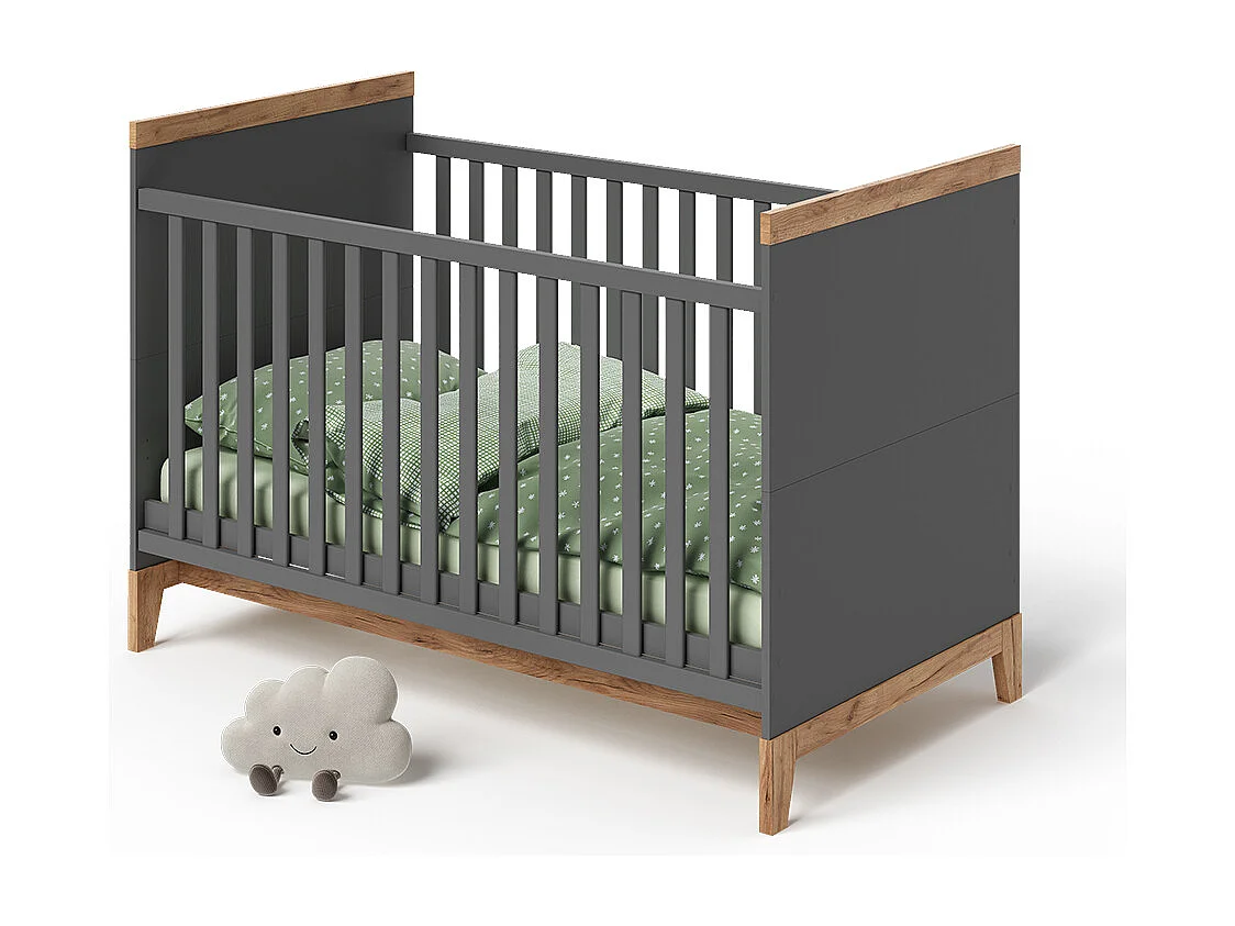 Lit bébé gris/artisan 144.1x79.7x98.4 malia