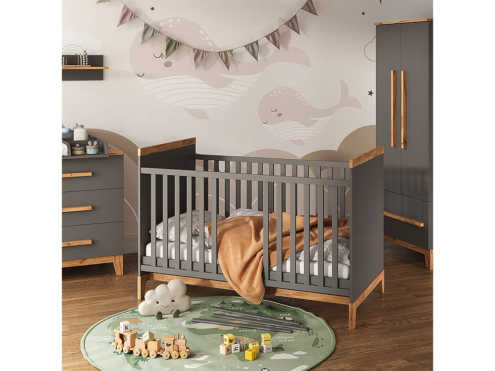 Lit bébé gris/artisan 144.1x79.7x98.4 malia