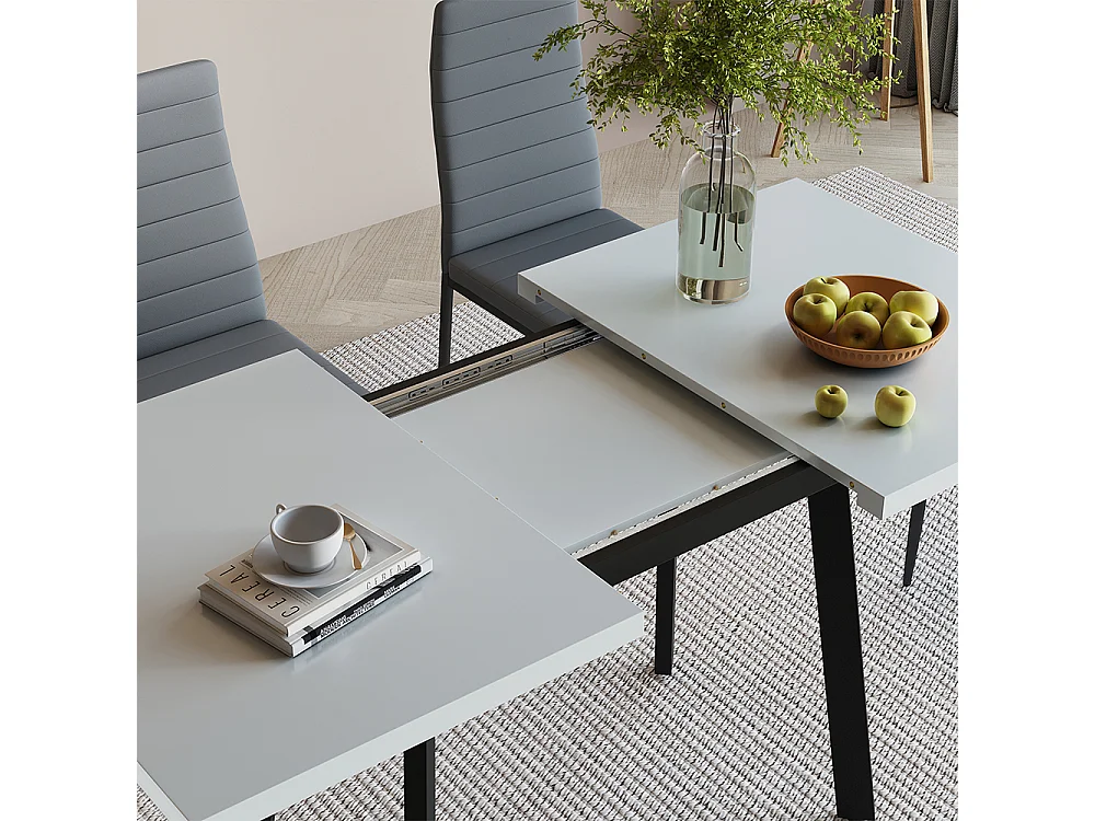 Table de salle à manger blanc/noir 160x80x76 tisko