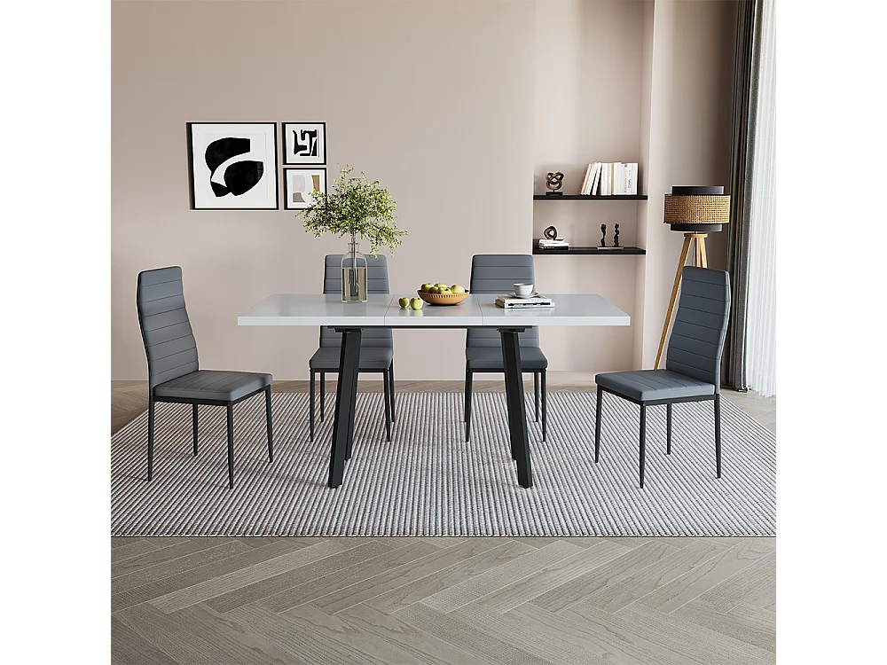 Table de salle à manger blanc/noir 160x80x76 tisko