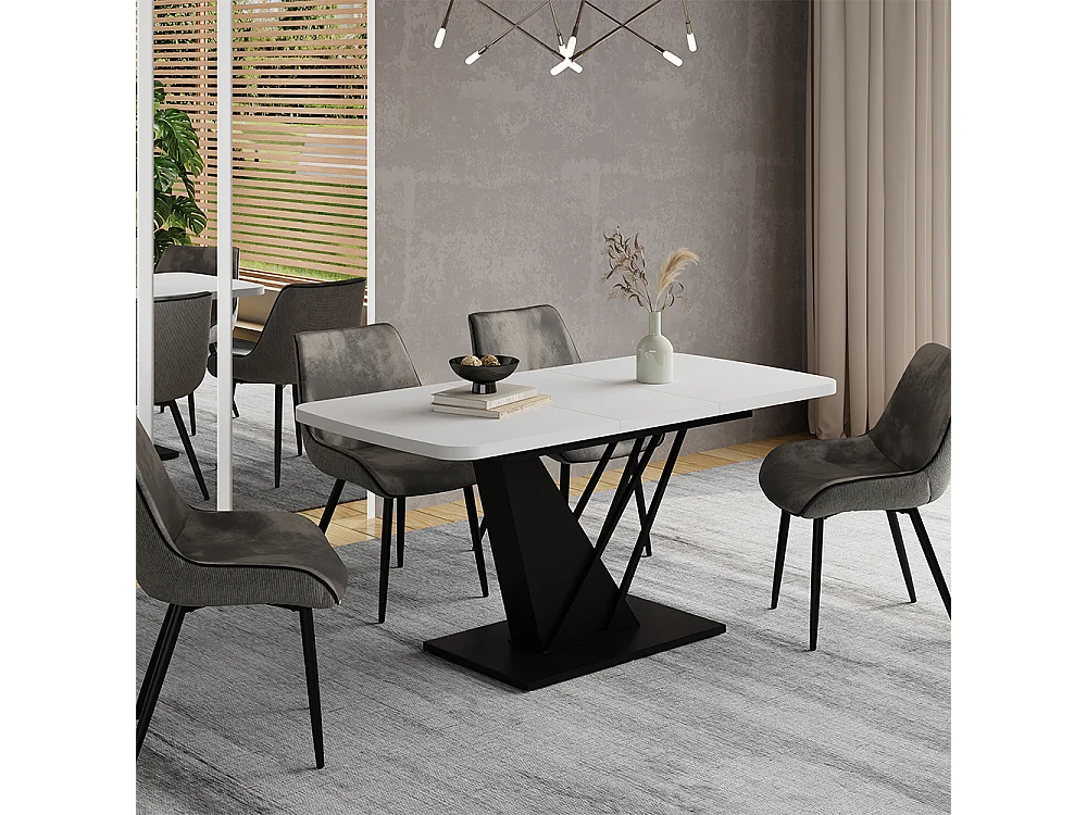 Table de salle à manger blanc/noir 120x80x77.4 fenaro