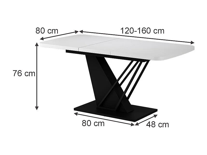 Table de salle à manger blanc/noir 120x80x77.4 fenaro
