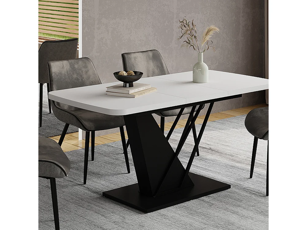 Table de salle à manger blanc/noir 120x80x77.4 fenaro