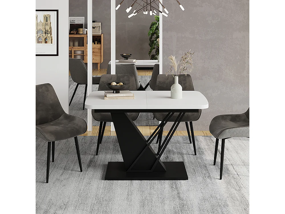 Table de salle à manger blanc/noir 120x80x77.4 fenaro