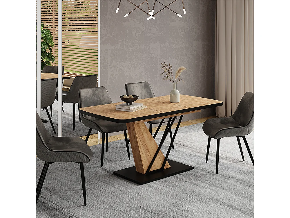 Table de salle à manger noir/chêne 120x80x77.4 fenaro