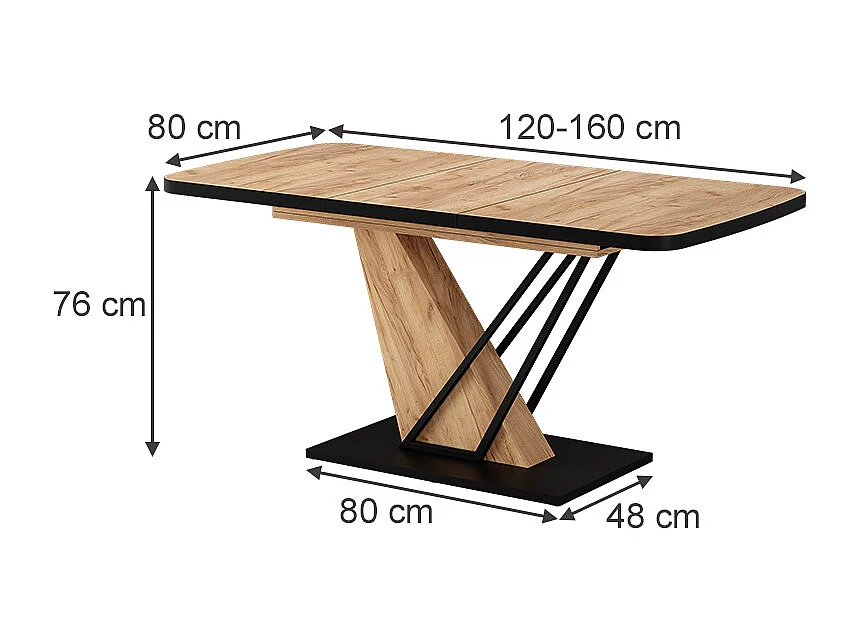 Table de salle à manger noir/chêne 120x80x77.4 fenaro