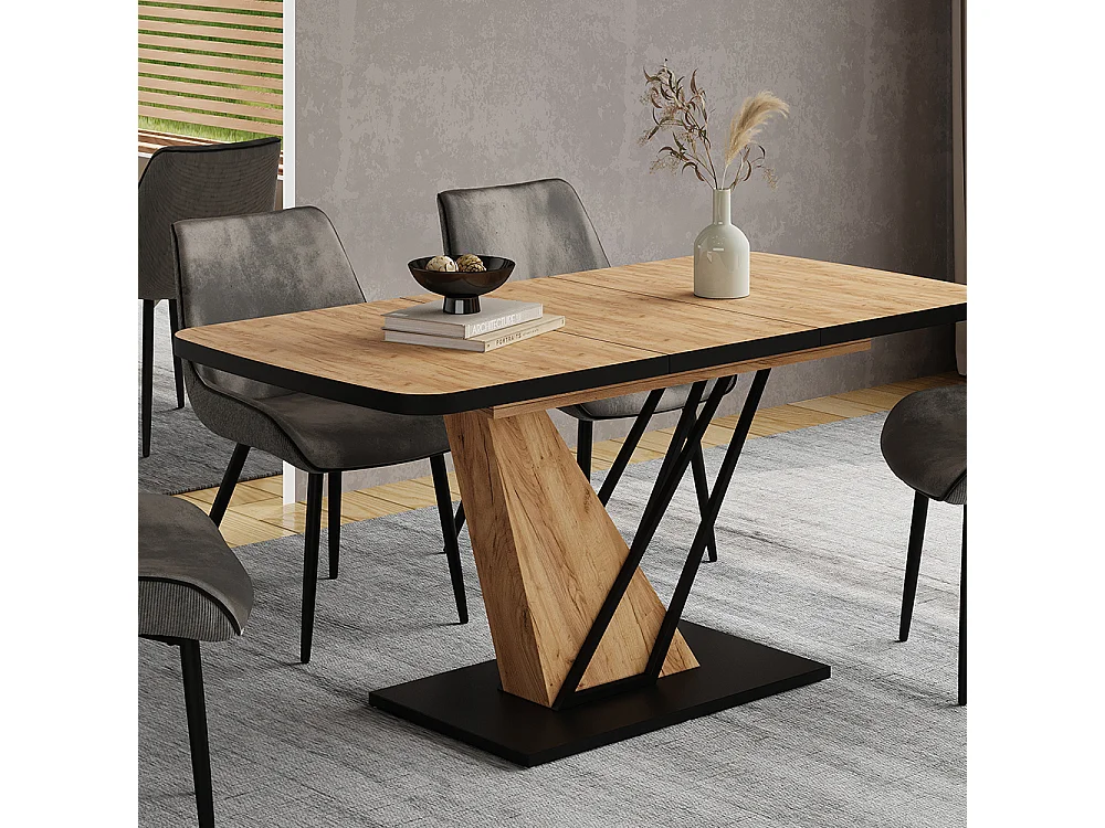 Table de salle à manger noir/chêne 120x80x77.4 fenaro