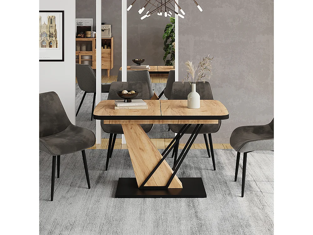 Table de salle à manger noir/chêne 120x80x77.4 fenaro