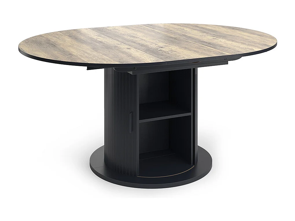 Dining table rustic oak/black 120x120x76.2 tavero